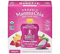 Mamma Chia Organic Vitality Snack Chia Squeeze Strawberry Banana Pack - 4-3.5 Oz