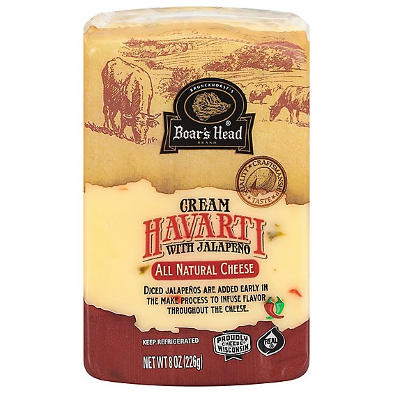 Boars Head Cheese Pre Cut Cream Havarti With Jalapeno - 8 Oz