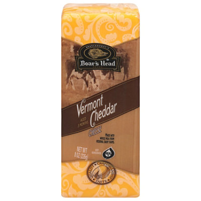 Boars Head Cheese Pre Cut Cheddar Yellow Vermont - 8 Oz - Image 1
