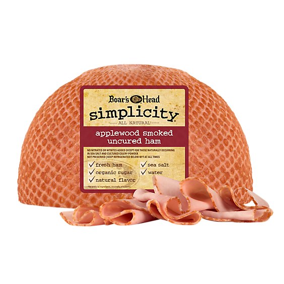 Boars Head Simplicity All Natural Ham Smoked Uncured - 0.50 Lb