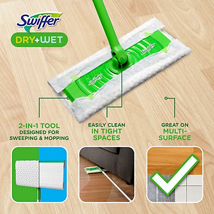 Swiffer Sweeper 2in1 Dry and Wet Multi Surface Floor Cleaner Starter Kit Mop + 10 Refills - Each - Image 2