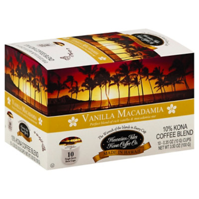 Royal Kona Coffee Blend, 10% Kona, Vanilla Macadamia Nut, Single Serve Cups - 12 pack, 0.39 oz cups