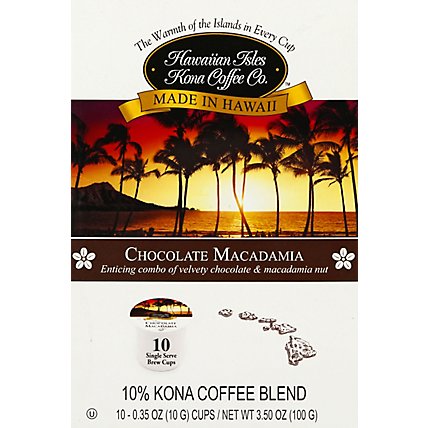 Hawaiian Isles Coffee 10% Kona Single Serve Brew Cups Chocolate Macadamia - 10-0.35 Oz - Image 2