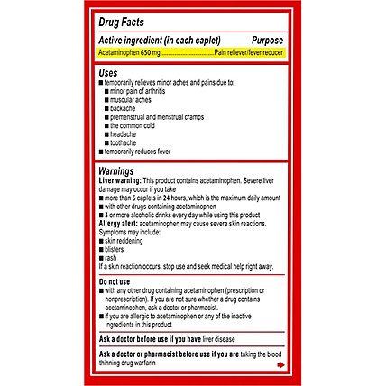 Tylenol Arthritis Pain Reliever Fever Reducer Caplet 650 Mg - 100 Count - Image 5