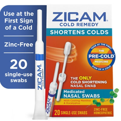 Zicam Cold Remedy Cold Shortening Medicated Nasal Swabs Zinc Free - 20 Count - Image 1