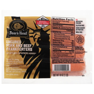 Boars Head Franks Pork & Beef Skinless - 16 Oz - Image 2