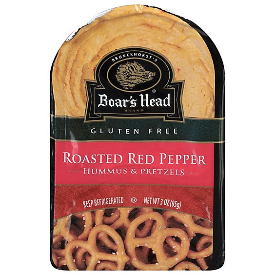Boars Head Hummus All Natural Red Pepper & Pretzels - 4 Pack