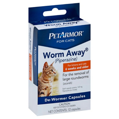 PetArmor Worm Away Piperazine De Wormer Capsules For Cats 6 Weeks