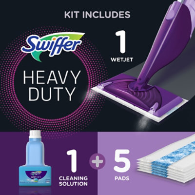 Swiffer WetJet Mopping Kit 1 Power Mop 5 Mopping Pads 1 Floor Cleaner Solution - Each - Image 2