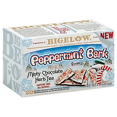 Bigelow Herbal Tea Caffeine Free Minty Chocolate Peppermint Bark - 20 Count