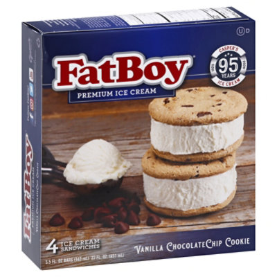 FatBoy Premium Vanilla Ice Cream Sandwich - 4 Count