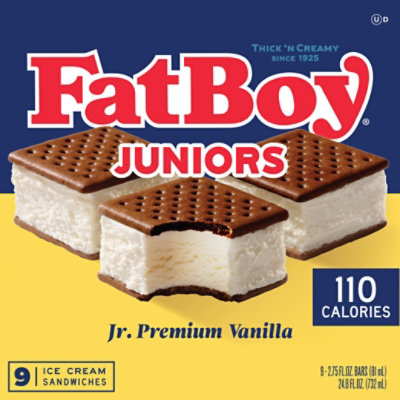 FatBoy Premium Vanilla Mini Jr. Ice Cream Sandwich - 9 Count - Image 2