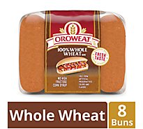 Oroweat Whole Grains 100% Whole Wheat Hot Dog Buns 8 Buns - 16 Oz