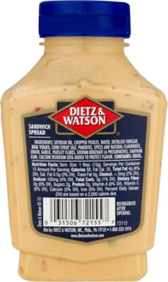 Dietz & Watson Deli Complements Sandwich Spread - 8 Oz - Image 2