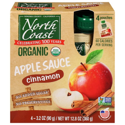 North Coast Organic Apple Sauce With Cinnamon Pouches - 4-3.2 Oz