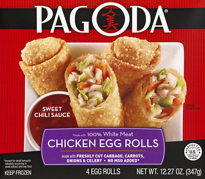 PAGODA Frozen Meals Egg Rolls Chicken with Sweet Chili Sauce 4 Count - 12.27 Oz