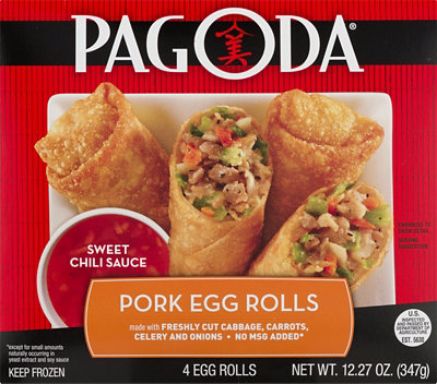 PAGODA Frozen Meals Egg Rolls Pork Sweet Chili Sauce 4 Count - 12.27 Oz