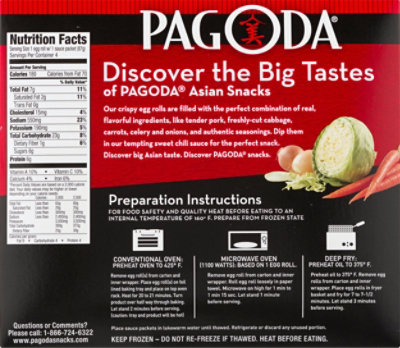 PAGODA Frozen Meals Egg Rolls Pork Sweet Chili Sauce 4 Count - 12.27 Oz - Image 2