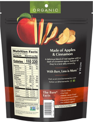 Bare Foods Apple Chips Organic Crunchy Simply Cinnamon - 3 Oz - Image 6