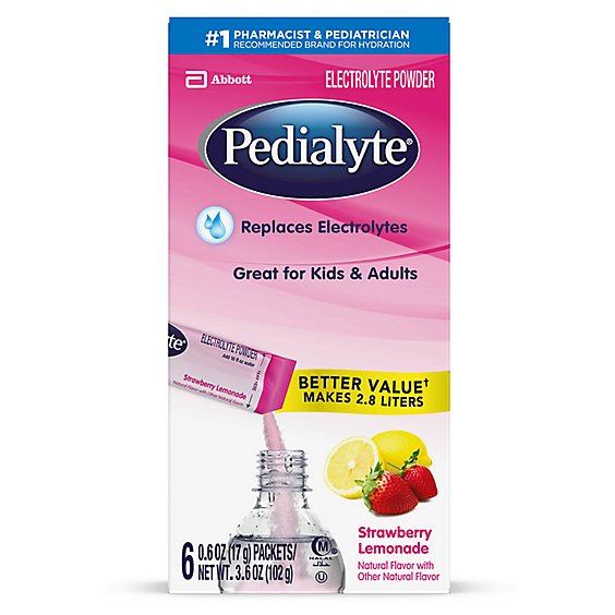 Pedialyte Grape Electrolyte Powder Single Serving Packets - 6  Count