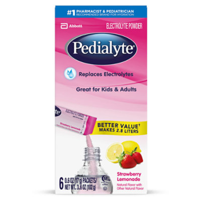 Pedialyte Electrolyte Powder Strawberry Lemonade - 6-0.6 Oz