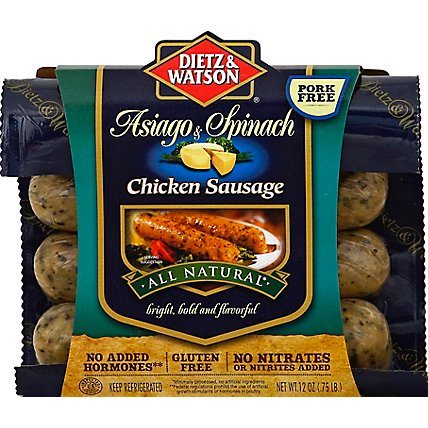 Dietz & Watson Chicken Sausage Spinach & Asiago - 12 Oz - Image 2