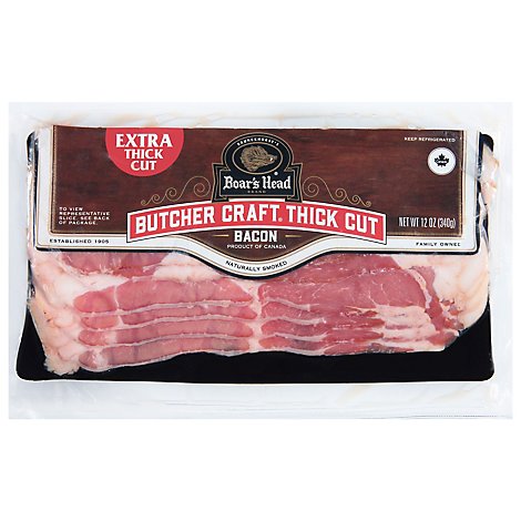 Boars Head Bacon Naturally Smoked Extra Thick Cut - 12 Oz