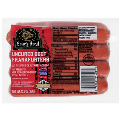 Boars Head Hot Dogs Beef Skinless - 12.5Oz