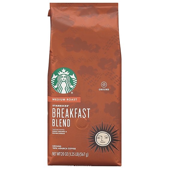 Starbucks Breakfast Blend 100% Arabica Medium Roast Ground Coffee Bag - 20 Oz