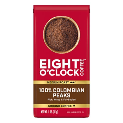 Eight O Clock Coffee Ground Medium Roast Colombian Peaks - 11 Oz