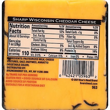Boars Head Cheese Pre Cut Cheddar Sharp Yellow - 10 Oz - Image 4