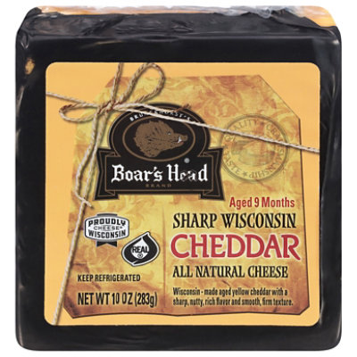 Boars Head Cheese Pre Cut Cheddar Sharp Yellow - 10 Oz - Image 1