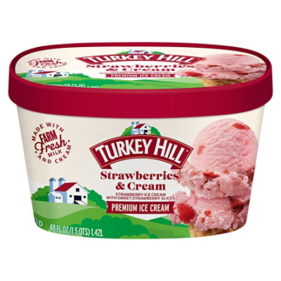 Turkey Hill Ice Cream Premium Strawberries And Cream 1.5 Quart - 48 Fl. Oz