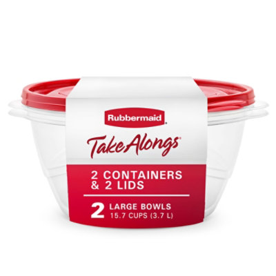 Rubbermaid TakeAlongs Serving Bowl Food Storage Containers, 15.7 Cup, 2 Count