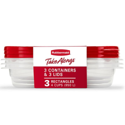 Rubbermaid Take Alongs Containers + Lids Divided Rectangles With Quik Clik Seal Cups