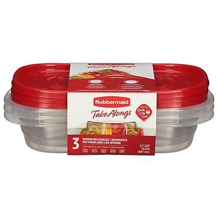Rubbermaid Take Alongs Containers + Lids Divided Rectangles With Quik Clik Seal Cups - 3 Count - Image 3