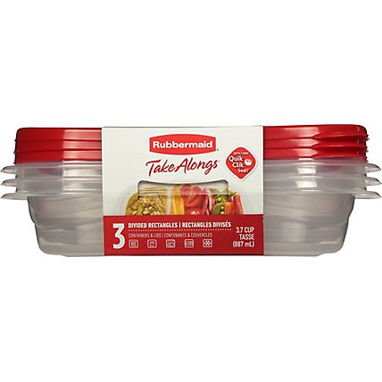 Rubbermaid Take Alongs Containers + Lids Divided Rectangles With Quik Clik Seal Cups - 3 Count - Image 4
