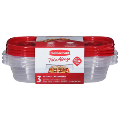 Rubbermaid Take Alongs Containers + Lids Divided Rectangles With Quik Clik Seal Cups - 3 Count - Image 1
