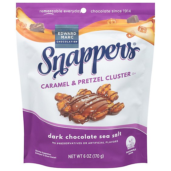 Snappers Crafted Snacks Pretzels Caramel Dark Chocolate Sea Salt - 6 Oz