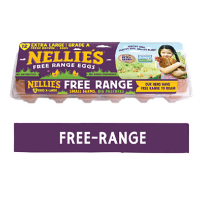 Nellies Eggs Free Range Extra Large Brown - 12 Count - Image 1