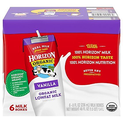 Horizon Organic Milk 1% Lowfat Vanilla - 6-8 Fl. Oz. - Image 2