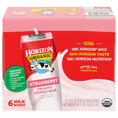Horizon Organic Milk 1% Lowfat Strawberry - 6-8 Fl. Oz.