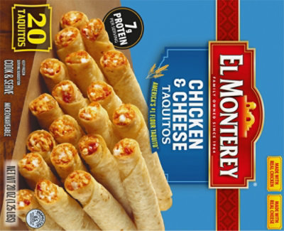 El Monterey Chicken & Cheese Frozen Flour Taquitos 20 Count - 20 Oz - Image 7