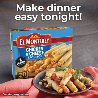 El Monterey Chicken & Cheese Frozen Flour Taquitos 20 Count - 20 Oz - Image 2