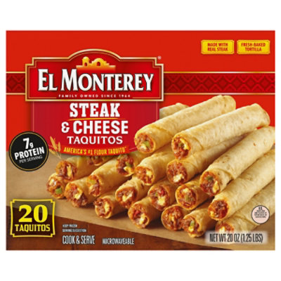 El Monterey Steak & Cheese Flour Frozen Taquitos 20 Count - 20 Oz - Image 1