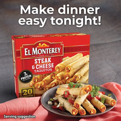 El Monterey Steak & Cheese Flour Frozen Taquitos 20 Count - 20 Oz - Image 3