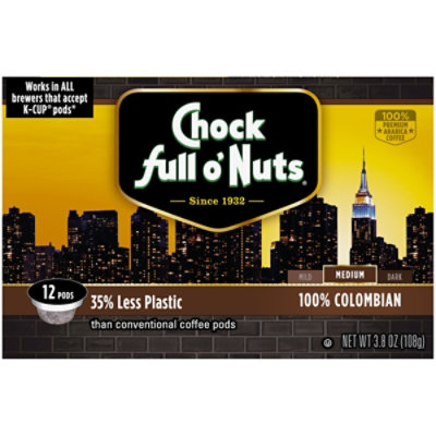 Chock full o Nuts Coffee Pods Medium Roast Columbian Box 12 Count - 3.8 Oz - Image 2