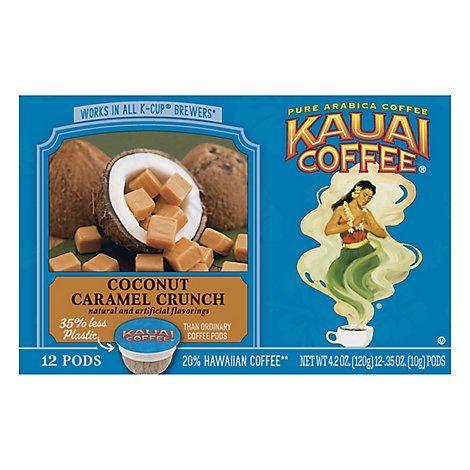 Kauai Coffee Coffee K-Cups Coconut Caramel Crunch - 12-0.35 Oz