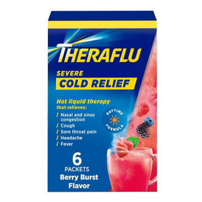 Theraflu Severe Cold & Cough Daytime Packets Berry Infused with Menthol & Green Tea - 6 Count - Image 1