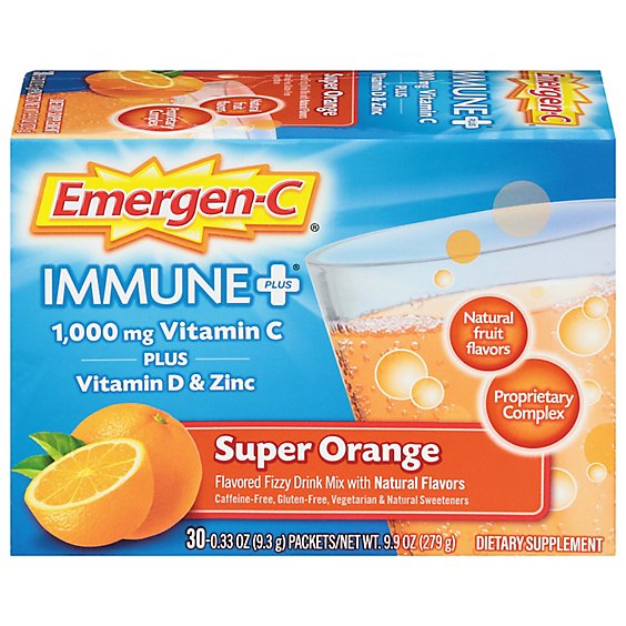 Emergen-C Immune Plus Super Orange Dietary Supplement - 30 Count
